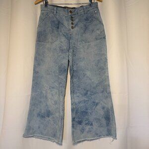 Democracy Ab Technology Jeans Womens 6 Crop Wide Leg Acid Wash Mid-Rise Utility